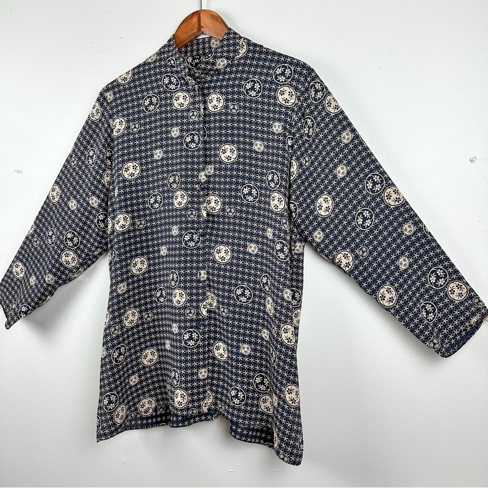 Vintage 100% Silk Black Floral Patterned Button-Up Shirt Anne Namba - Picture 2 of 11